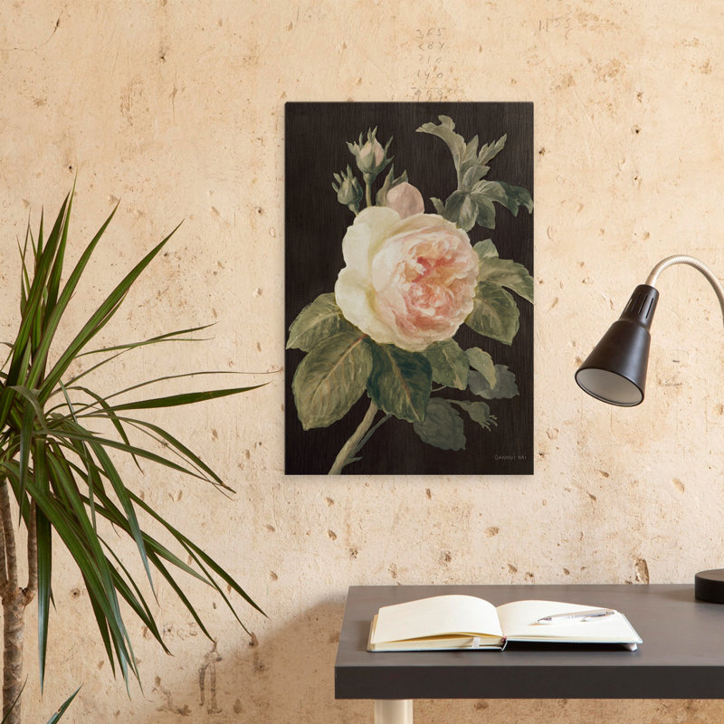 Art noir et rose héritage sur fond noir, H 24 po x l 16 po
