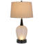 Lampe de table Wenu 29 po, base en verre givré accent, abat-jour en tissu blanc