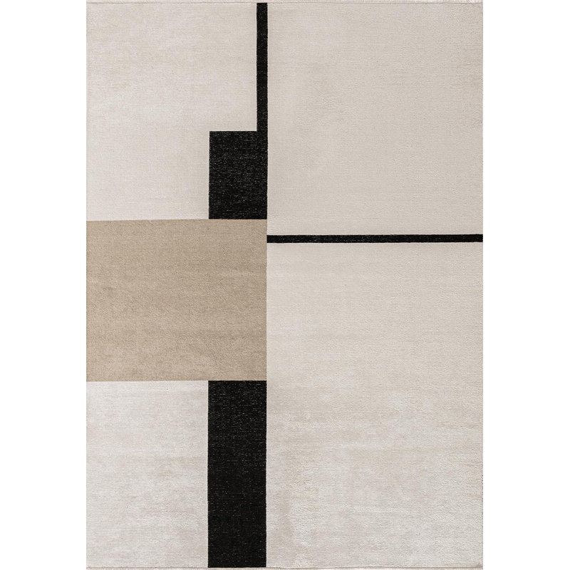 Senalda Geometric Hand Loom Indoor / Outdoor Area Rug, Rectangle 6'6" x 9'10"