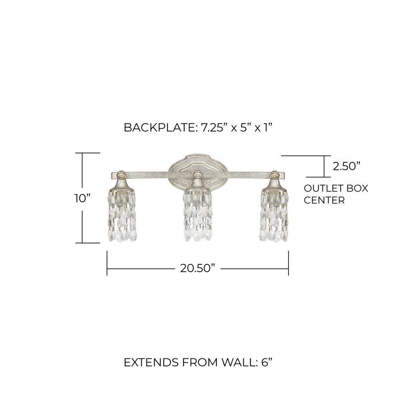 Éclairage pour meuble-lavabo à intensité variable 3 lumières Alistaire, Argent antique