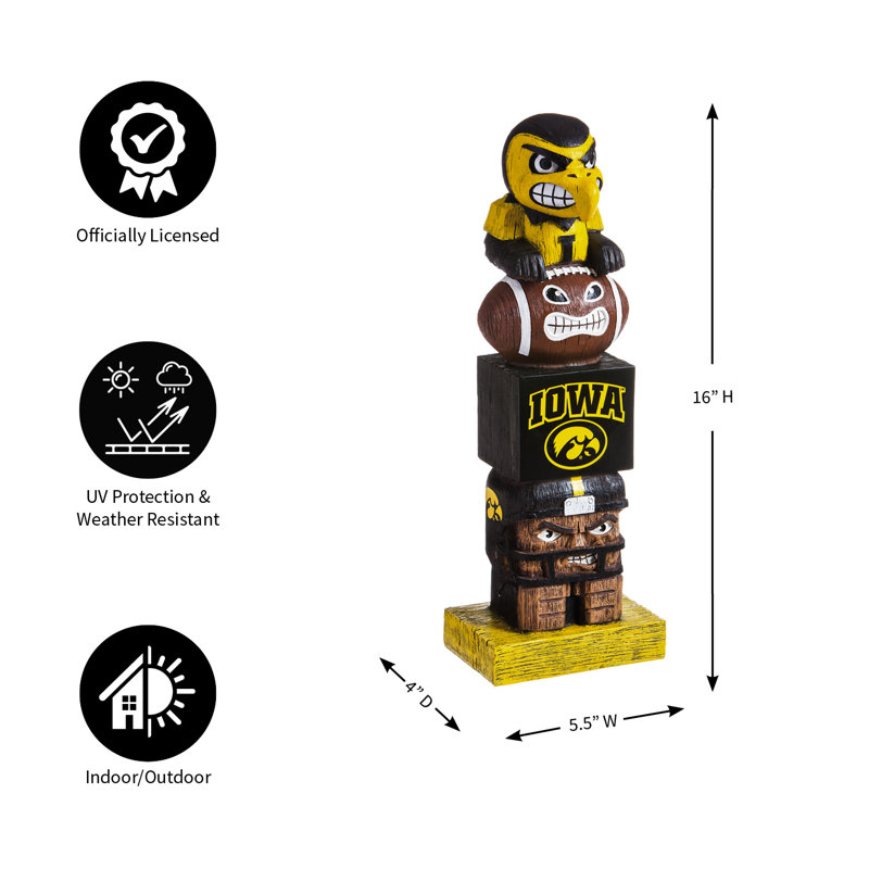 Statue de jardin ncaa, H 16 po x l 5,5 po x P 4 po, Université de l'Iowa
