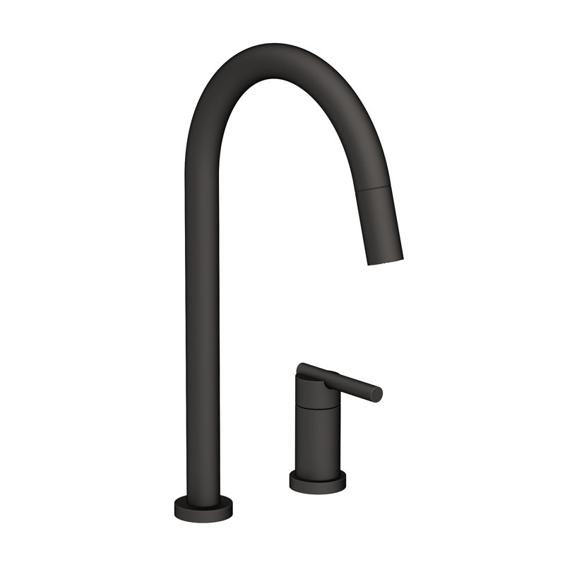 East Linear Pull Down Single Handle Kitchen Faucet, Flat Black
