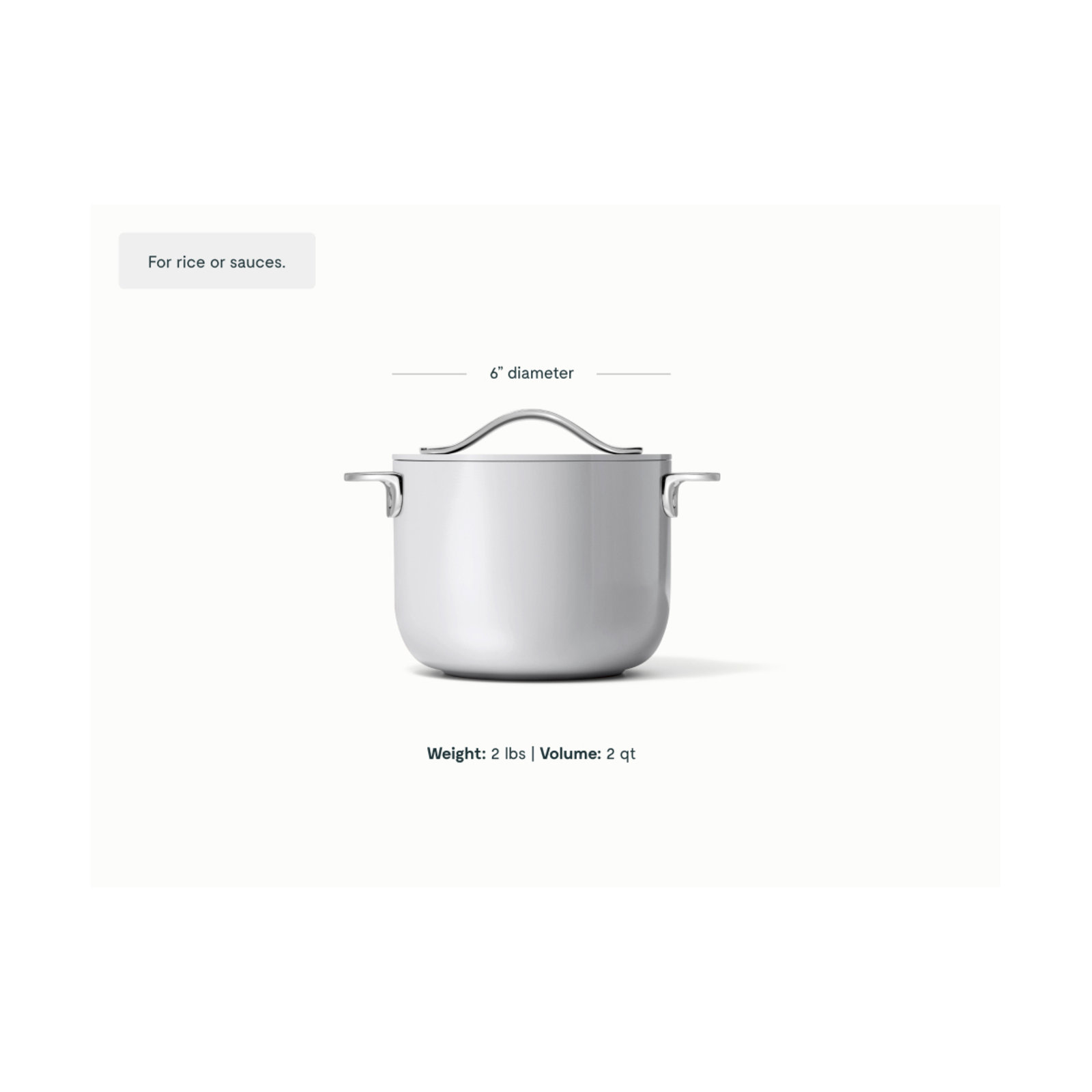 Caraway Nonstick Ceramic Petite Cooker W/ Lid, 2 quarts, Gray