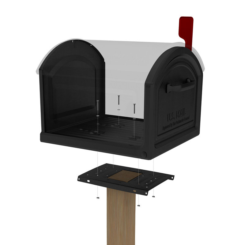 Galvanized Steel Mailbox Mounting Board, Black