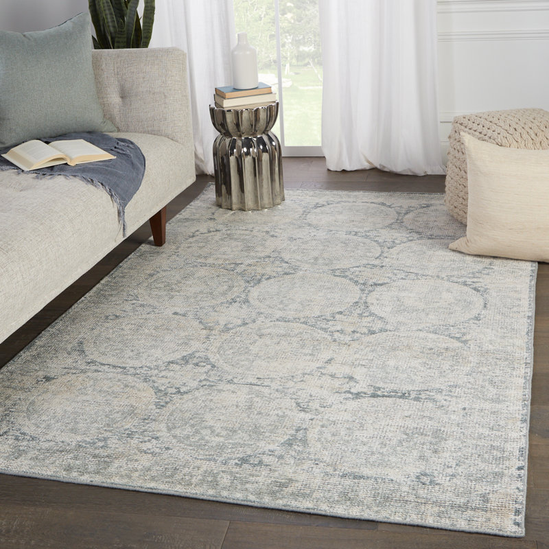 Tapis unique en viscose noué à la main bleu nouvel âge Frymire, Rectangle 6 pi x 9 pi