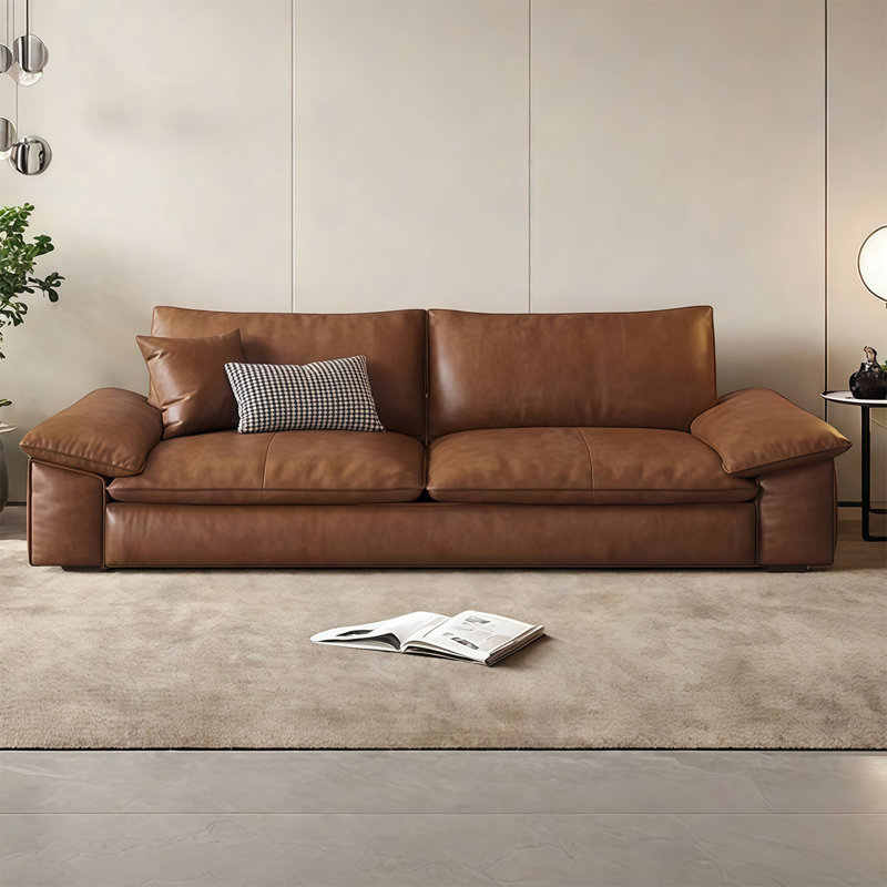 Canapé à rangée droite simple et rétro de style italien, 3, H 27,55 po x l 86,61 po x P 37 po