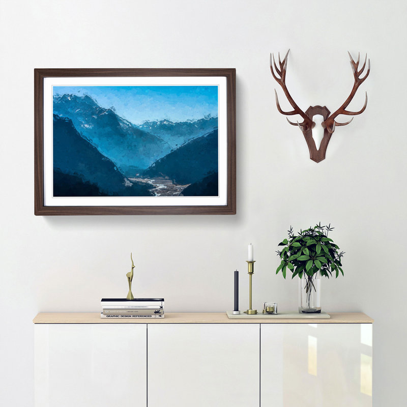 Blue Mountains in Sikkim India in Abstract - Picture Frame Graphic Art Print, Walnut Framed, 62cm H x 87cm W x 2cm D