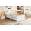Lit simple pour enfants avec tête de lit, pied de lit et rangement sous le lit, plateforme en bois blanc-45088278-45088279