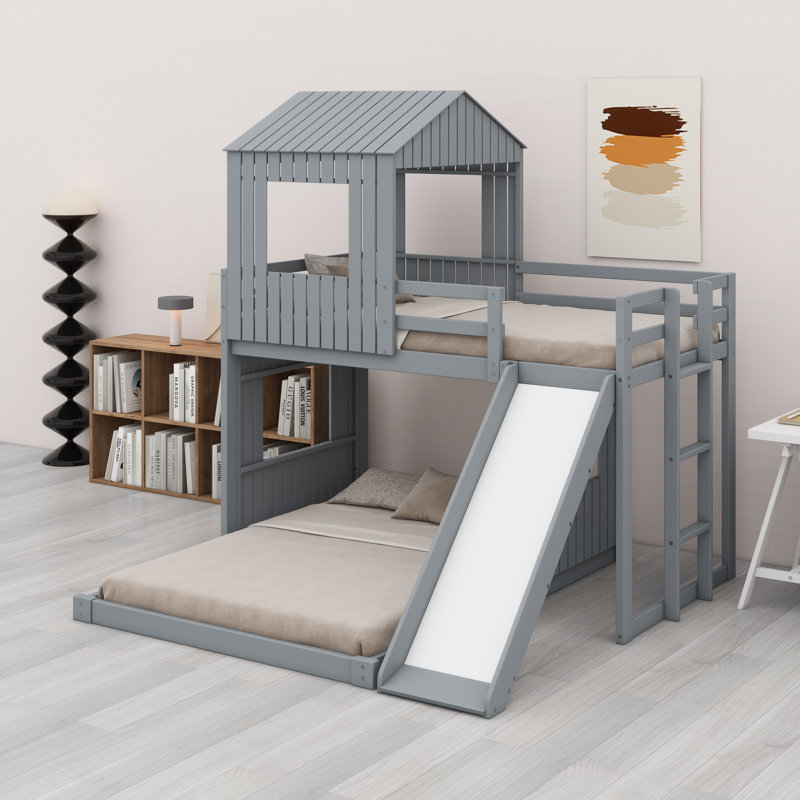 Wooden Bunk Bed, Gray