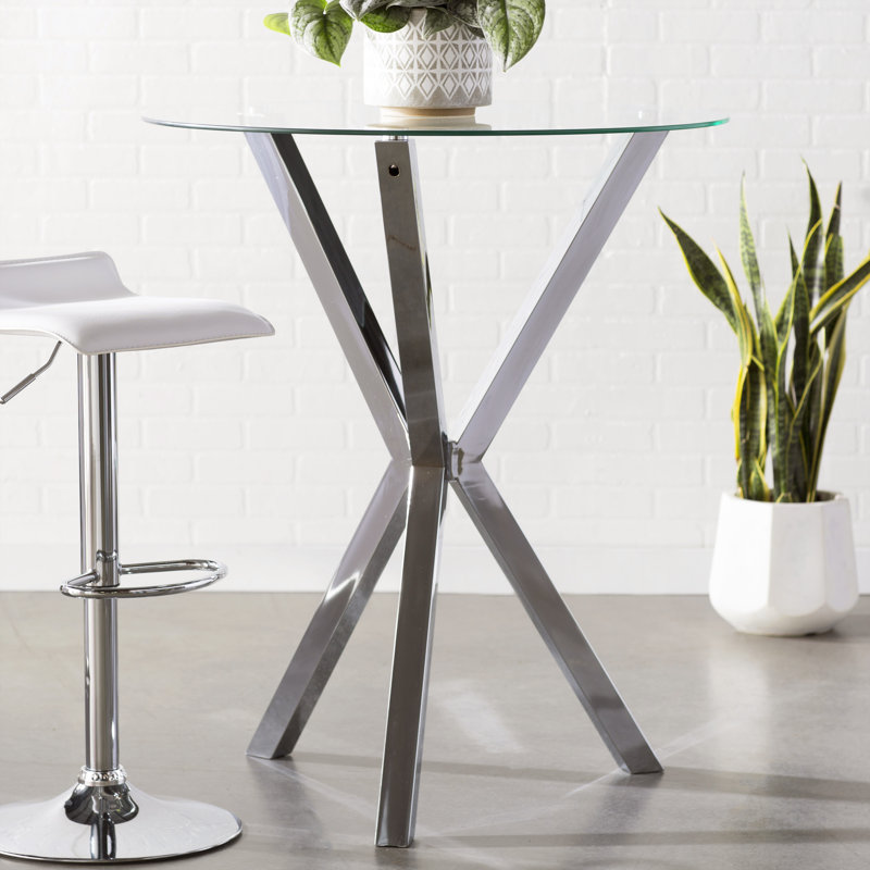 Craig-Luka Round Glass Top Metal Base Dining Table