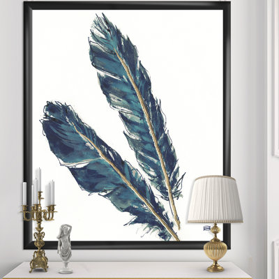 « gold indigo plumes iii »-image sur toile
