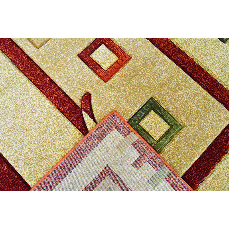 Tapis zone beige/orange 3d sud-ouest Mccampbell, Rectangle 5 pi 2 po x 7 pi 2 po