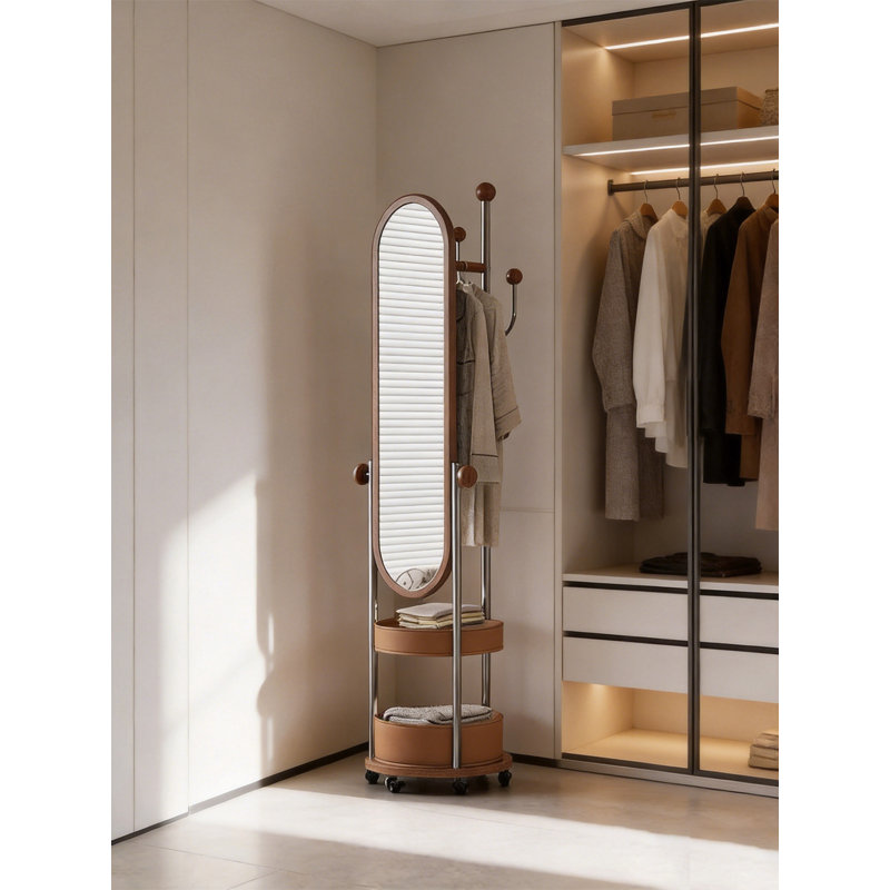 Miroir rotatif ovale en acier inoxydable 360