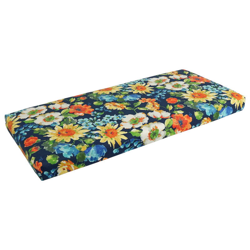 Coussin de banc intérieur / extérieur, Bleu / blanc, L 42 po x P 19 po