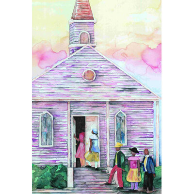 Watercolor Church Scene - Peinture sur toile tendue