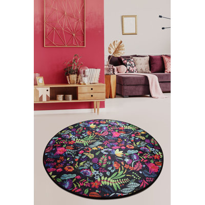 Tapis rond élégant, 55,1 po de diamètre, doux 100% polyester, hauteur des poils de 0,4 po | Antibactérien, antidérapant sous la surface, lavable en machine à 86 ° F | Idéal pour le salon, la chambre à coucher et les aires de jeu, durable et facile à entretenir