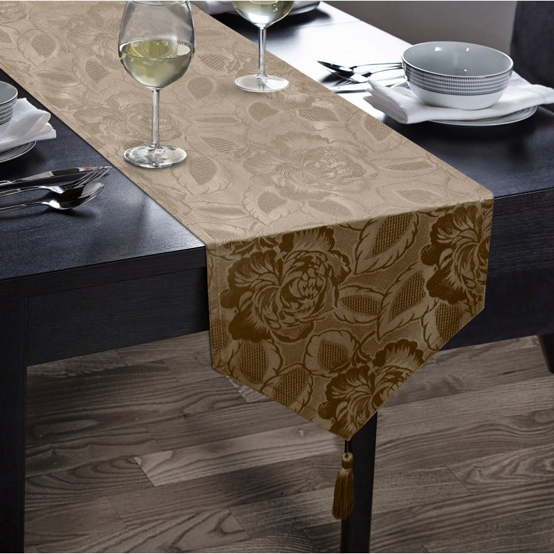 Oley Luxury Rose Damask Table Range, 2cm W x 43cm L, Latte