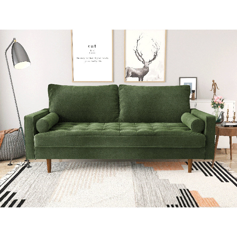 Mauck Modern Sofa,70 Inch Velvet Couch for Living Room,Spring Cushions,Solid Wood Frame,Easy Assembly for Small Spaces
