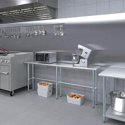 Express KitchQuip 35" H x 14" W x 84" L Open Base Stainless Steel Commercial Work Table – NSF Certified