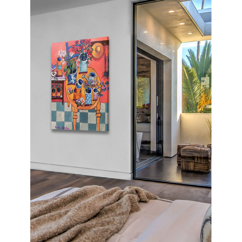 « a happy salle de jardin » par holly wojahn, reproduction d’art sur toile tendue, H 60 po x l 40po x P 1,5 po