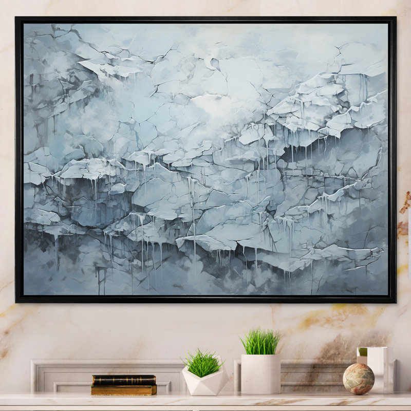 " Ice Age World Map ", Black Floater Framed, 16" H x 32" W x 1" D