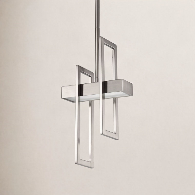 Luminaire suspendu géométrique à une lumière à DEL Saedi, Nickel brossé