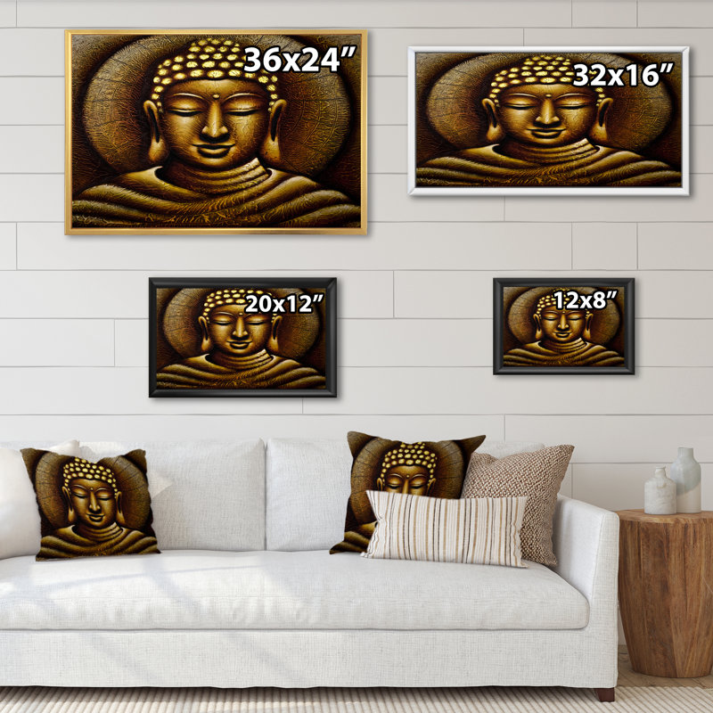 Budha - reproduction sur toile, H 8 po x l 12 po x P 1 po, Cadre flottant blanc