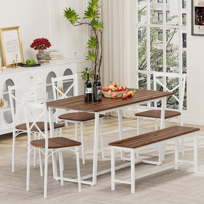 6 Pieces Dining Set Ideal For Kitchen, Breakfast Nook And Living Room, Offering Comfort And Style For Various Occasions