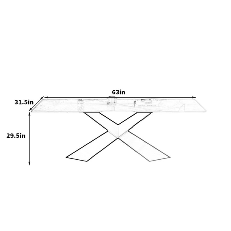 Eytan La table Rock est moderne et simple et rectangulaire, H 29,5 po x L 63 po x l 31,5 po