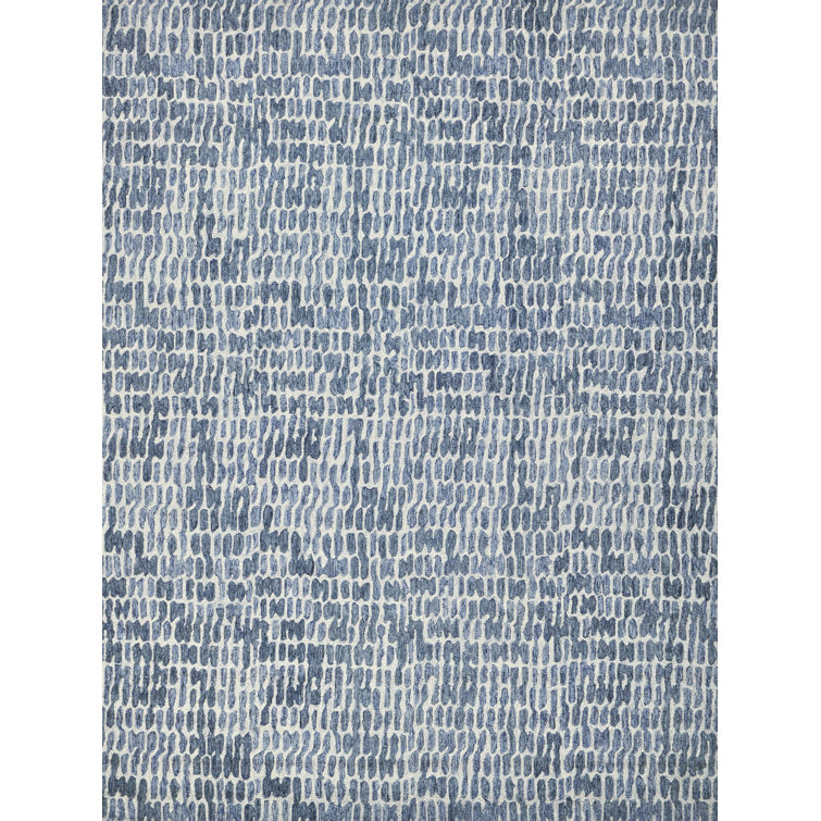 Ink Blot Wool Abstract Area Rug in Ivory/Navy