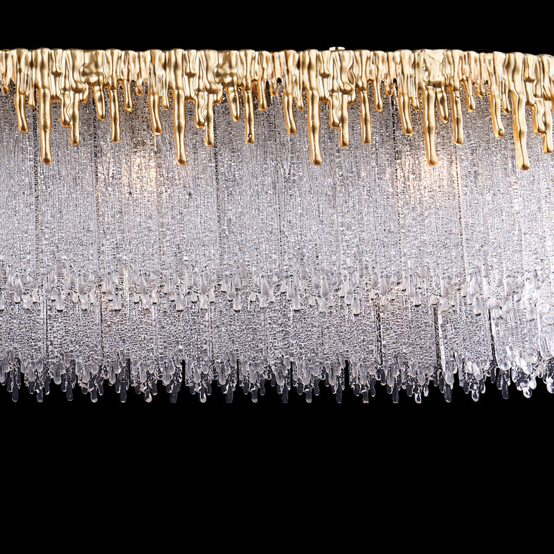 Lustre 40 "moderne 12 lumières en cristal de cristal doré pour îlot de cuisine