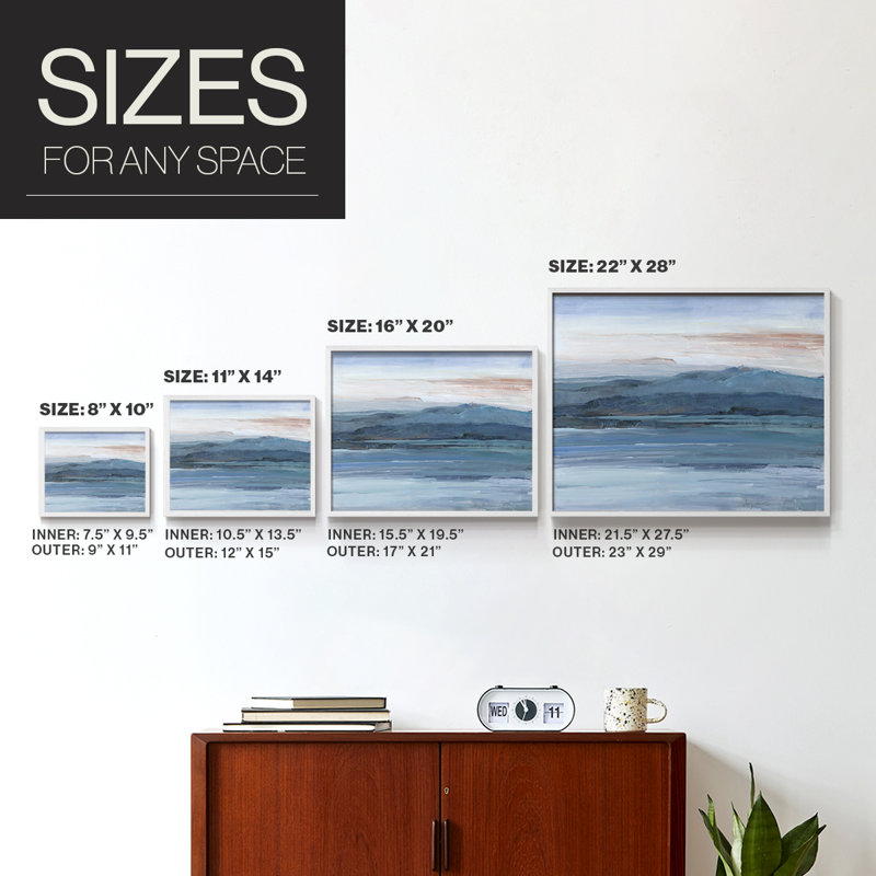 Across The Lake - Reproduction encadrée - Restickable, H 16 po x l 20 po, Blanc