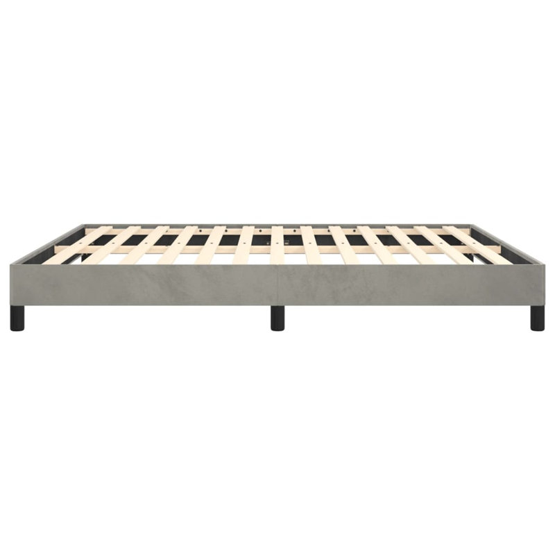 Box Spring Bed Frame Light Grey King Velvet , Light Gray, King