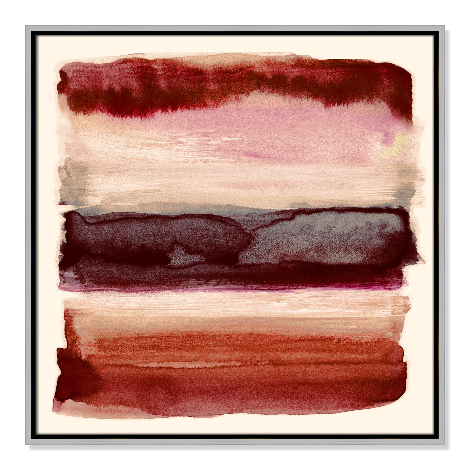Burgundy Sky II Print by Nan, 25.5" H x 25.5" W, Silver