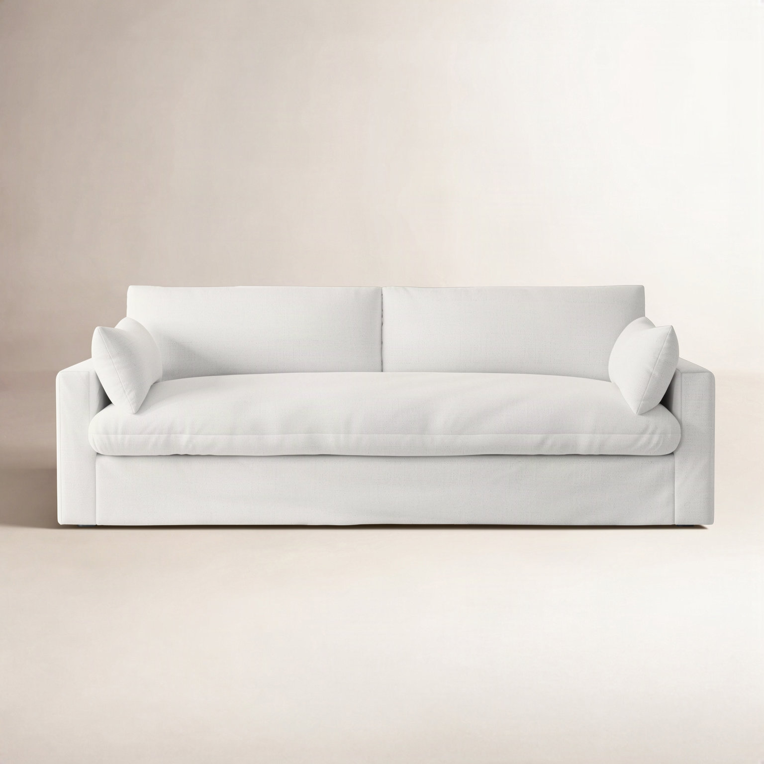 Luna 90'' Upholstered Sofa, Lena Off White Performance Linen Blend