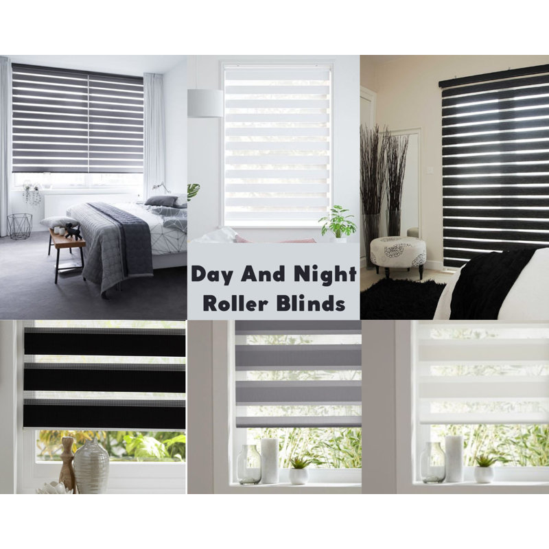 Dual Layer Day & Night Zebra Roller Blinds – Light Filtering Privacy Shades, Modern Window Treatment, Polyester Sheer & Solid Stripes for Living Room, Bedroom & Office