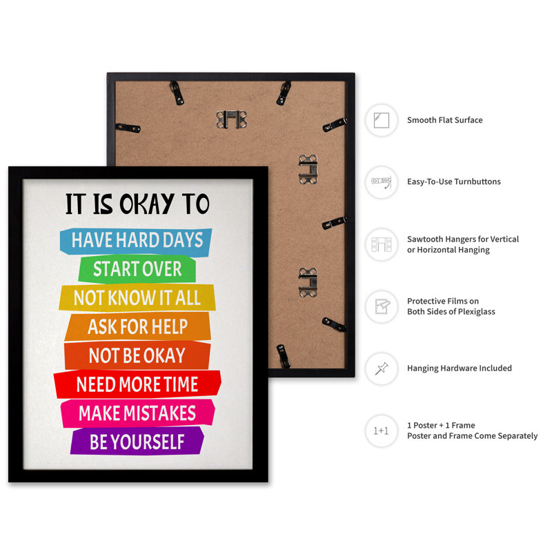 It's Okay to Not Be Okay, Black Framed, Poster, 11"H x 14"W