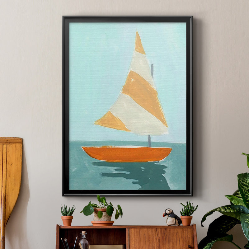 Petite voile I, reproduction encadrée de qualité supérieure - prête à être accrochée, Cadre noir