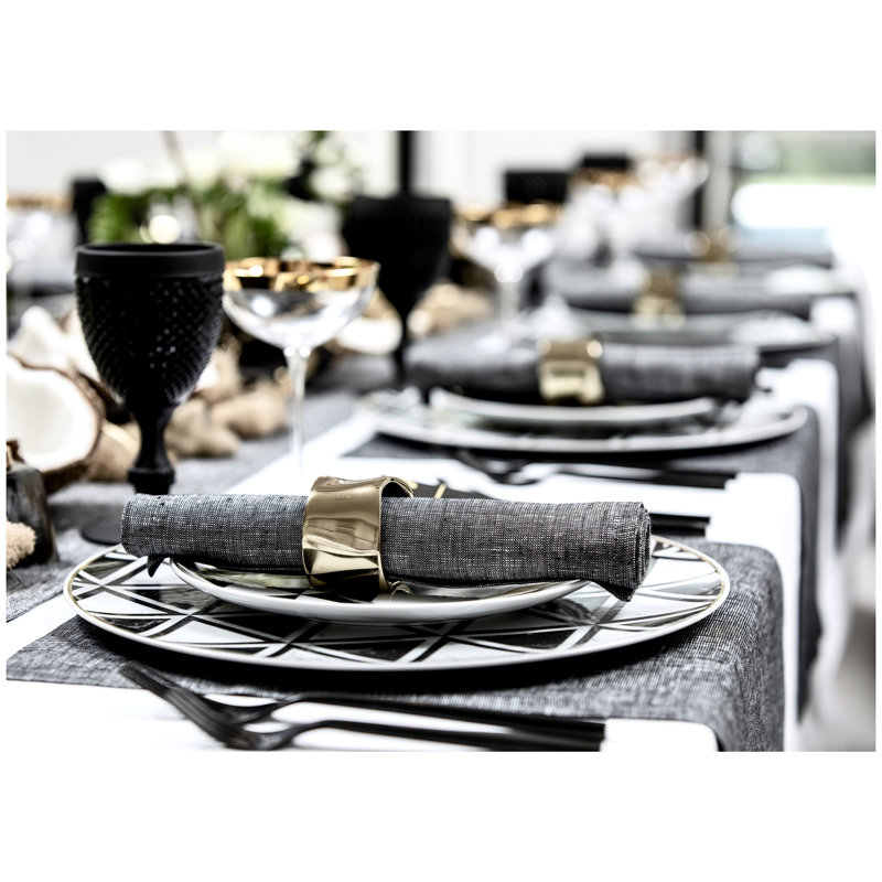 Festive Dinner Napkins, Black/Festive Shimmer