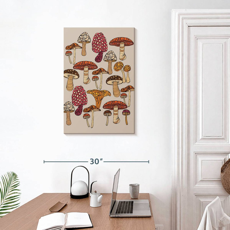 Yarlin Doodles Mushrooms, 30" H x 20" W