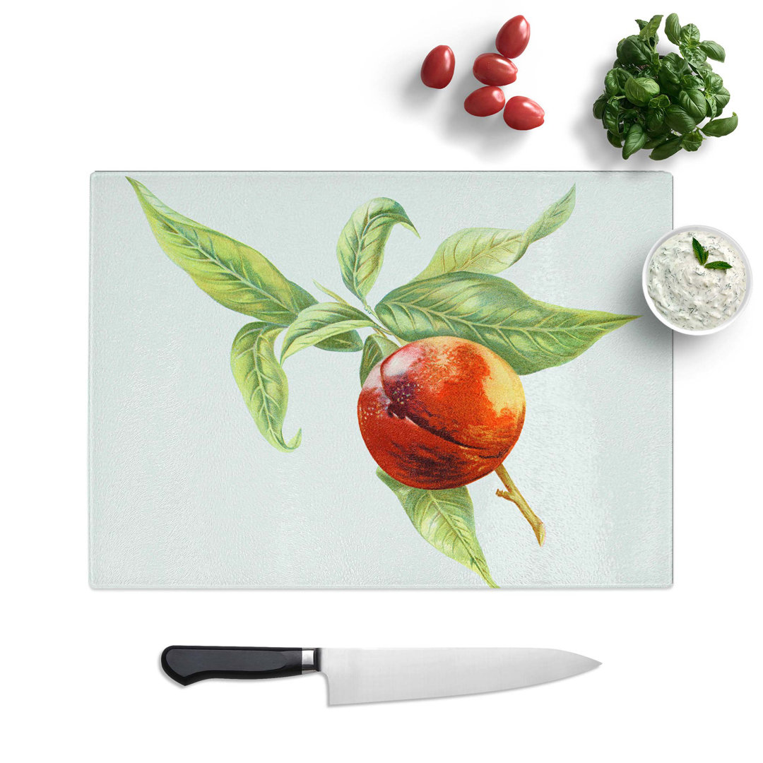 Tempered Glass Vintage Peach Illustration of a Nectarine Chopping Board
