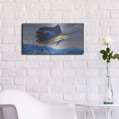 Highland Dunes «Splashdown Sailfish» par Mark Mueller, art mural en métal