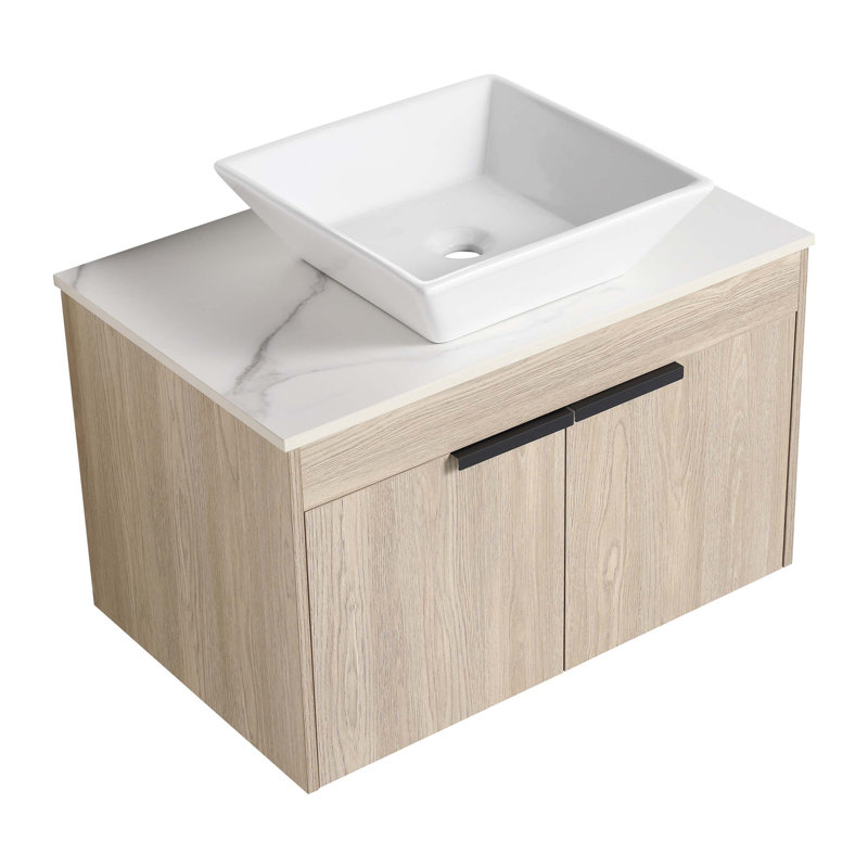 Ensemble de meuble-lavabo mural 30 po avec lavabo en céramique