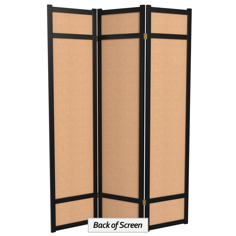 71" H Jute Shoji Room Divider, Black, 3