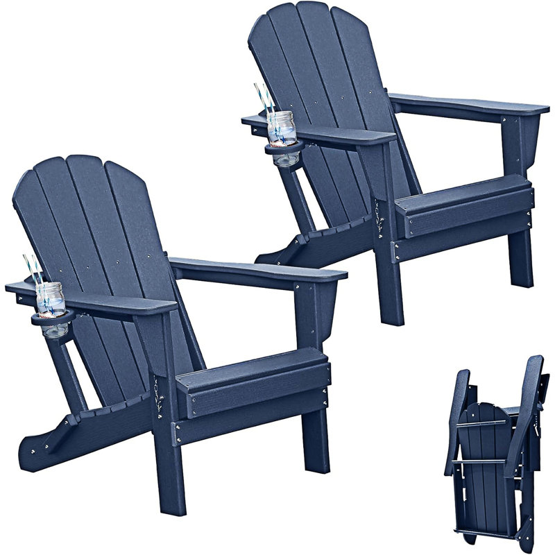 Ensemble de 2 chaises d'extérieur pliantes Adirondack, Bleu très foncé