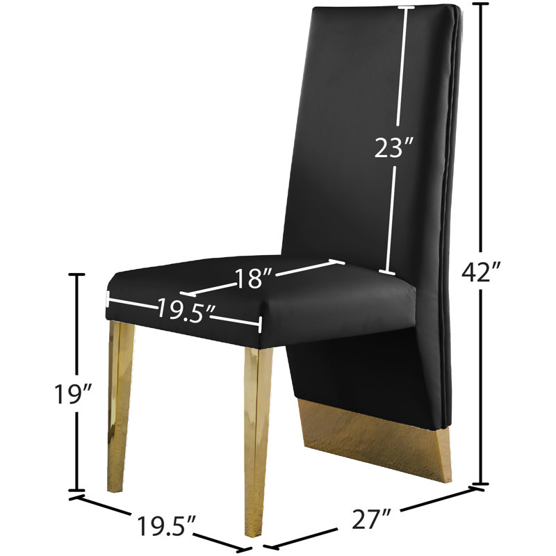 Chaise d'appoint rembourrée Elia, Cuir végétalien noir, Or
