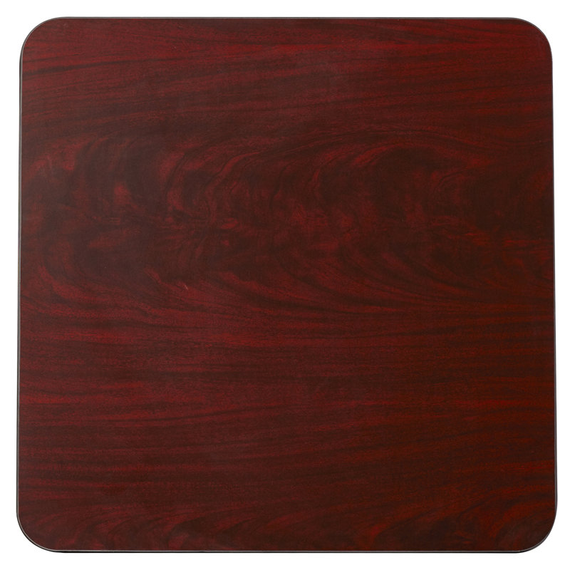 Table Top with Reversible Laminate Top, 36" Square, Black/Mahogany
