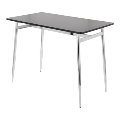 Contemporary Counter Table in Chrome Metal and Black Wood by LumiSource