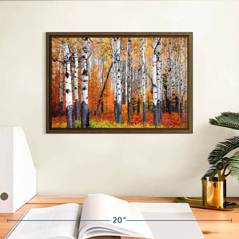 Forêt de trembles de Banff, 13 po x 9 po, Cadre flottant noyer
