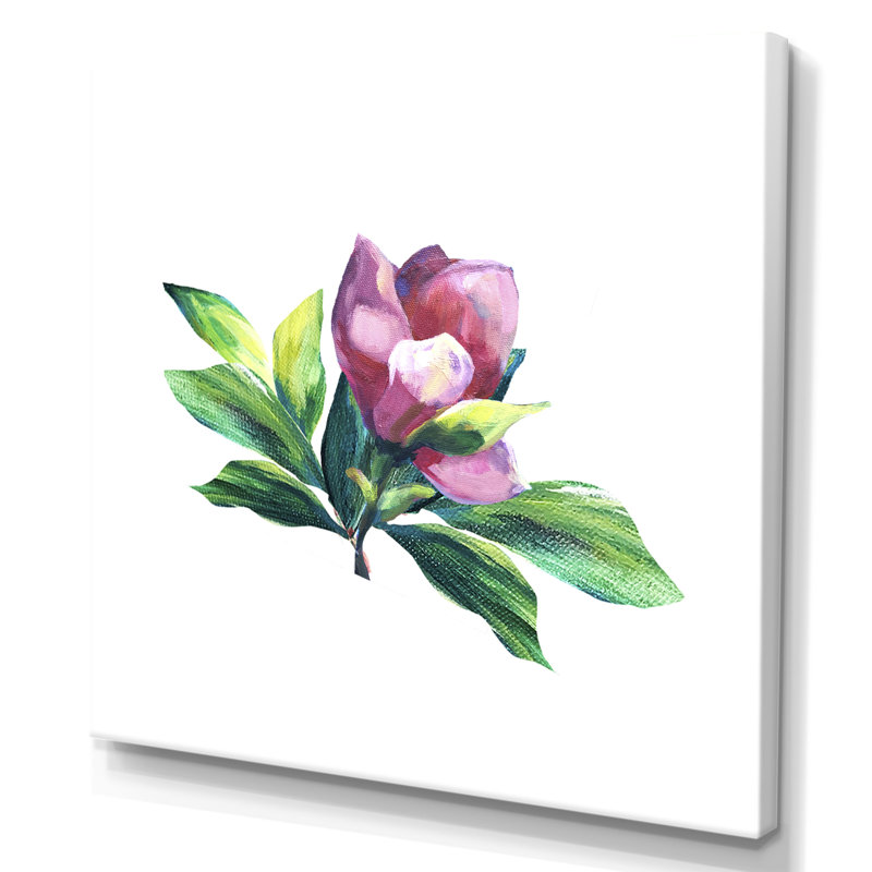 Arrangement de fleurs vertes et roses II - œuvre d'art traditionnelle sur toile, H 16 po x l 16 po x P 1 po, Toile tendue